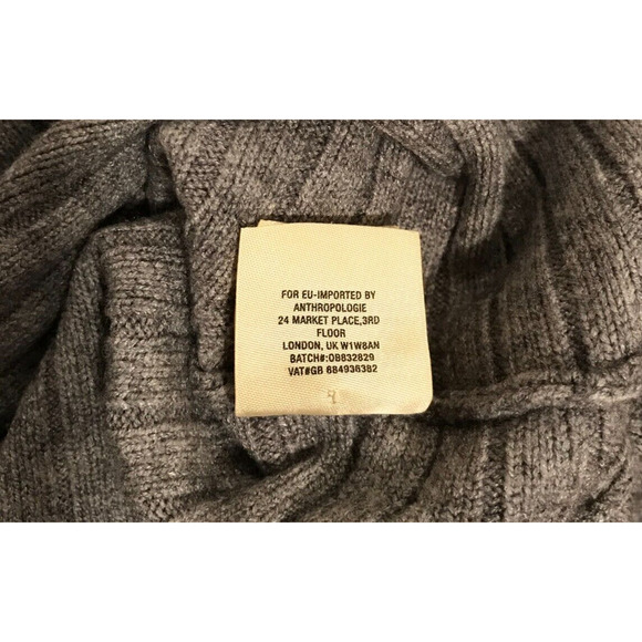 Anthropologie Moth Tisbury Gray Turtleneck Ribbed Diagonal Chevron Sweater - XSM - Picture 9 of 10
